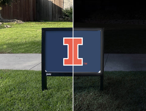 Illinois Primary Mark Blue Yardsy Sign - Day Night