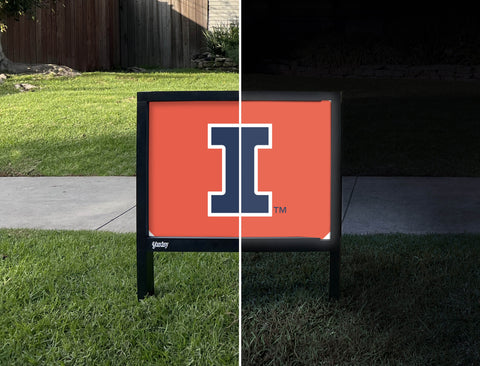 Illinois Primary Mark Orange Yardsy Sign - Day Night