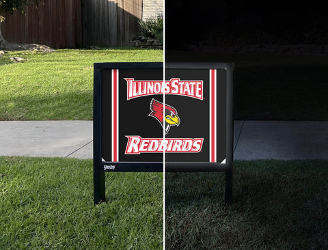 Illinois State Redbirds Head Black Yardsy Sign - Day Night