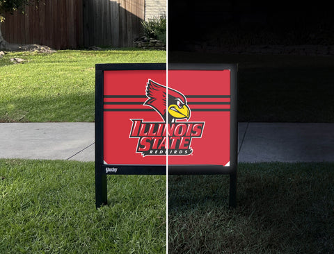 Illinois State Redbirds Mascot Red Yardsy Sign - Day Night