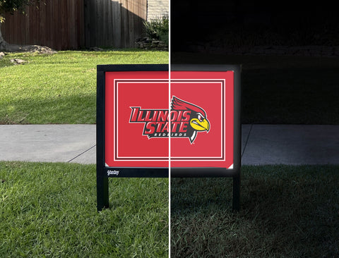 Illinois State Redbirds Red Yardsy Sign - Day Night