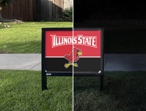 Illinois State Reggie Redbird Red Yardsy Sign - Day Night