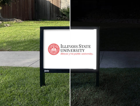 Illinois State University White Yardsy Sign - Day Night