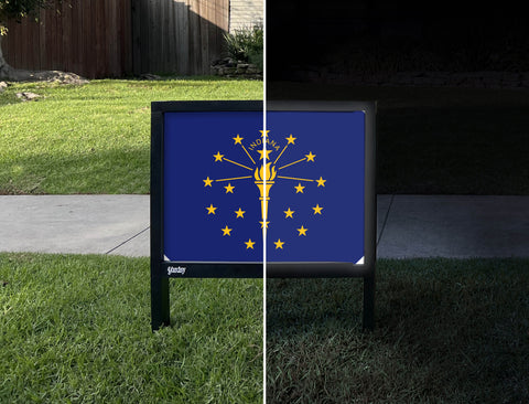Indiana State Flag Yardsy Sign - Day Night