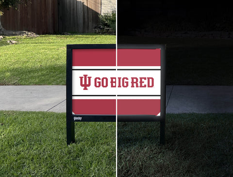 Indiana University Go Big Red Crimson Yardsy Sign - Day Night