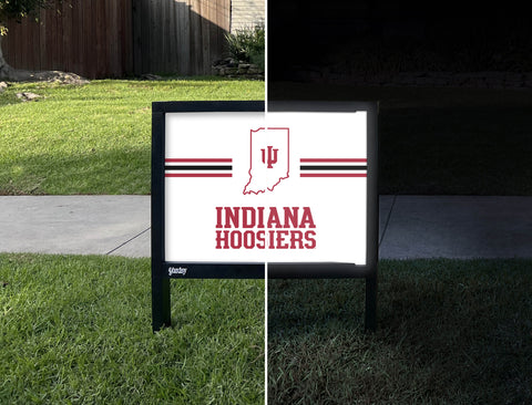 Indiana University Hoosiers White Yardsy Sign - Day Night