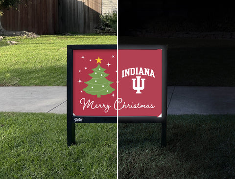 Indiana University Merry Christmas Yardsy Sign - Day Night