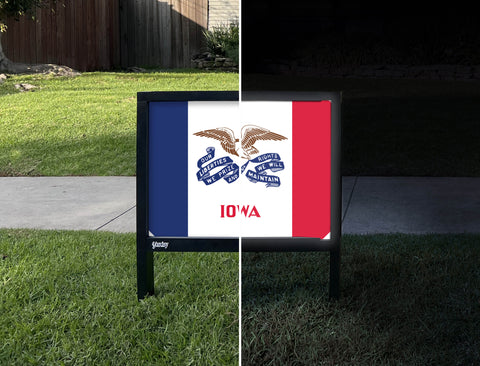 Iowa State Flag Yardsy Sign - Day Night