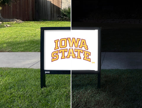 Iowa State Arc White Yardsy Sign - Day Night