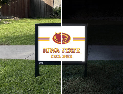 Iowa State Cyclones Stripes White Yardsy Sign - Day Night
