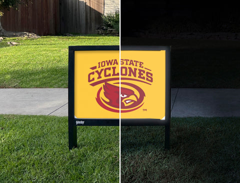 Iowa State Cyclones Yellow Yardsy Sign - Day Night