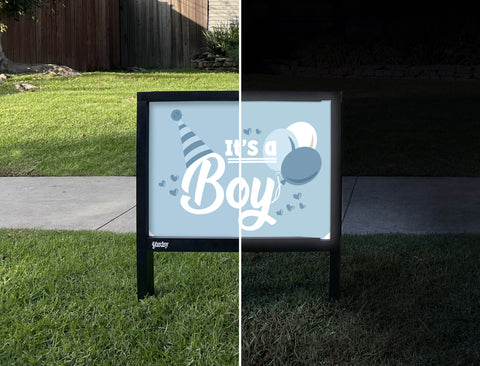 Its A Boy Yardsy Sign - Day Night