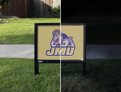 JMU Duke Dog Combo Gold Yardsy Sign - Day Night