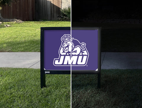 JMU Duke Dog Combo Purple And White Yardsy Sign - Day Night
