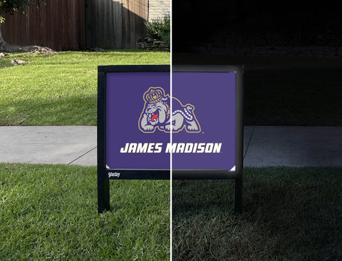 James Madison Duke Purple Yardsy Sign - Day Night