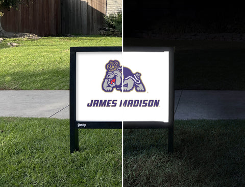 James Madison Duke White Yardsy Sign - Day Night