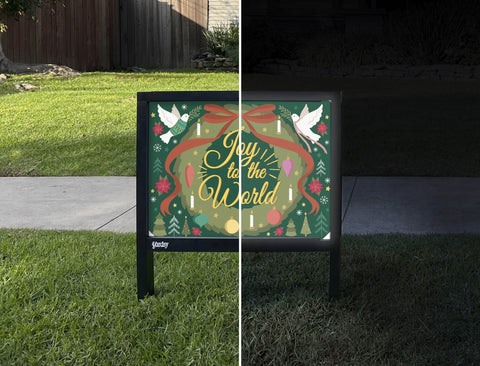 Joy To The World Yardsy Sign - Day Night