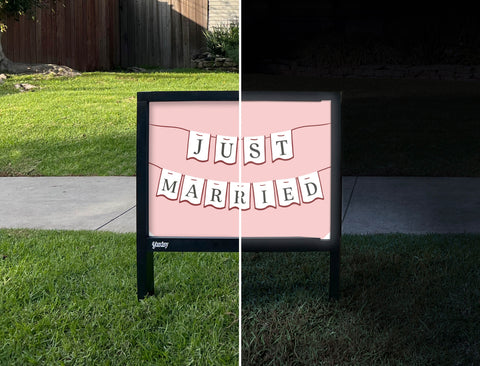 Just Married Yardsy Sign - Day Night