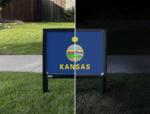 Kansas State Flag Yardsy Sign - Day Night
