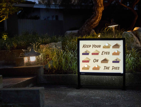 Keep Your Eyes On The Pies Yardsy Sign - Flat Feet