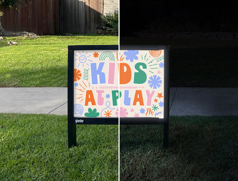 Kids At Play Yardsy Sign - Day Night