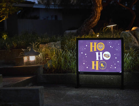 HO HO HO Purple LSU Yardsy Sign - Flat Feet