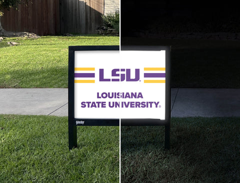 LSU Stripes White Yardsy Sign - Day Night