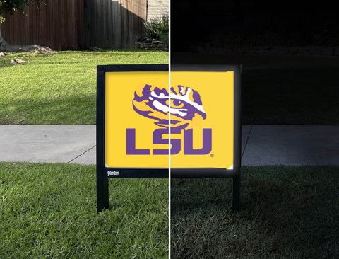 LSU Tiger Eye Yellow Yardsy Sign - Day Night