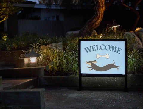 Leaping Dog Welcome Yardsy Sign
