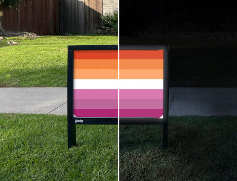 Lesbian Pride Flag Yardsy Sign - Day Night