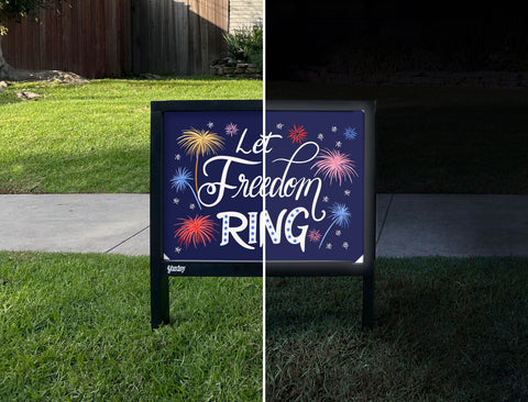 Let Freedom Ring Yardsy Sign - Day Night