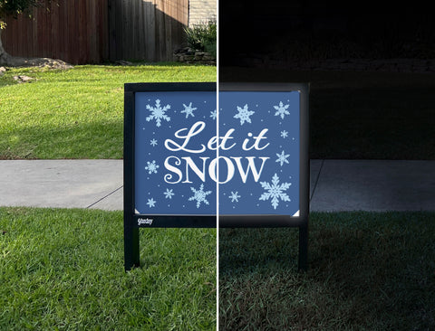Let It Snow Yardsy Sign - Day Night