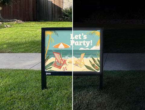 Lets Party Beach Party Retro Yardsy Sign - Day Night