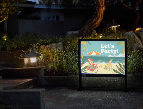 Lets Party Beach Party Retro Yardsy Sign - Flat Feet
