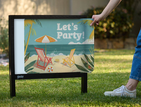Lets Party Beach Party Retro Yardsy Sign - Interchangeable