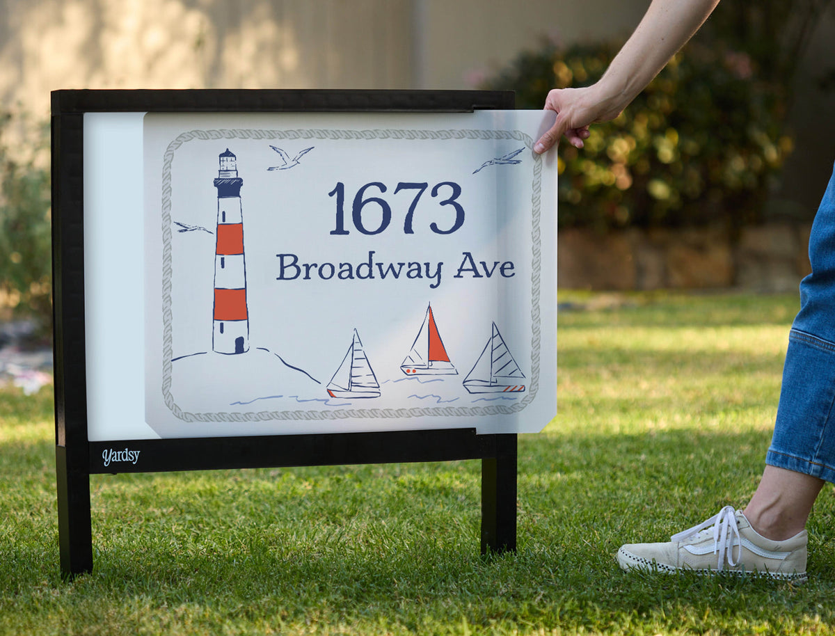 Lighthouse Address Custom Yardsy Sign