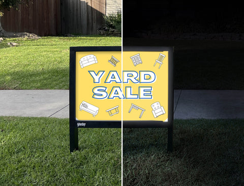 Line Art Yard Sale Yardsy Sign - Day Night