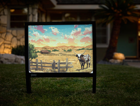 Lonely Longhorn Country Landscape Yardsy Sign - Hero