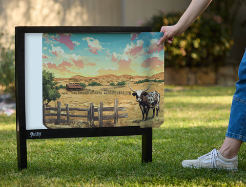 Lonely Longhorn Country Landscape Yardsy Sign - Interchangeable