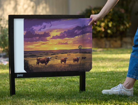 Longhorns At Sunset Yardsy Sign - Interchangeable