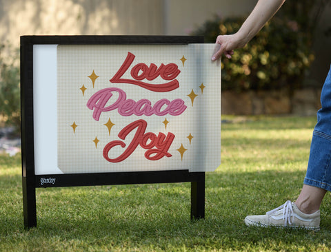 Love, Peace, Joy Yardsy Sign - Interchangeable