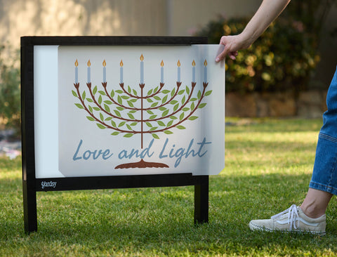 Love And Light Menorah Yeardsy Sign - Interchangeable