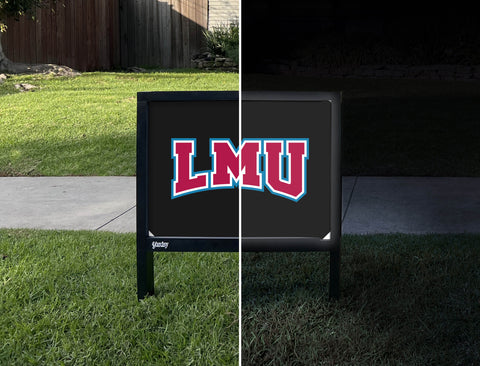 LMU Athletics Mark Black Yardsy Sign - Day Night