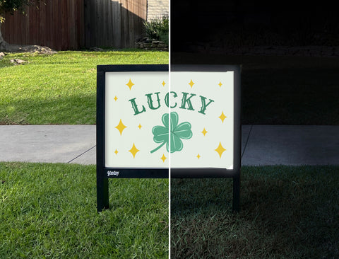 Lucky Clover Yardsy Sign - Day Night