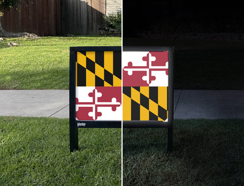 Maryland State Flag Yardsy Sign - Day Night