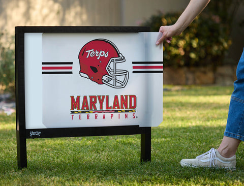 Maryland Terrapins Helmet Stripes White Yardsy Sign - Interchangeable