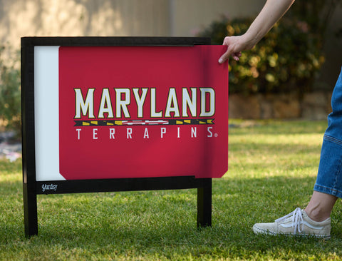 Maryland Terrapins Wordmark Red Yardsy Sign - Interchangeable