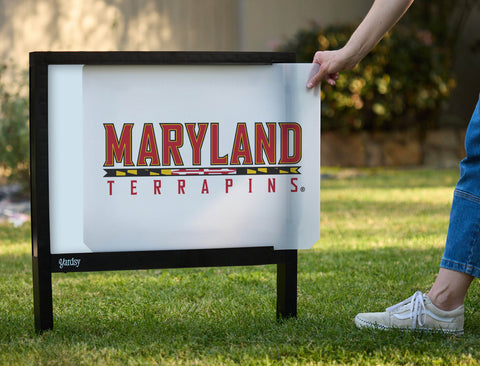 Maryland Terrapins Wordmark White Yardsy Sign - Interchangeable
