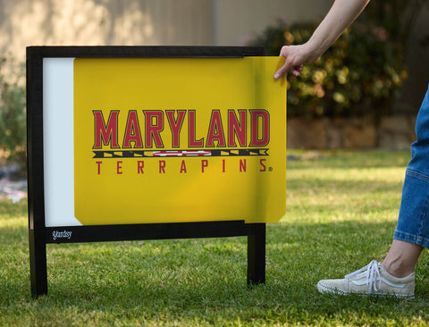 Maryland Terrapins Wordmark Yellow Yardsy Sign - Interchangeable