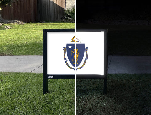 Massachusetts State Flag Yardsy Sign - Day Night